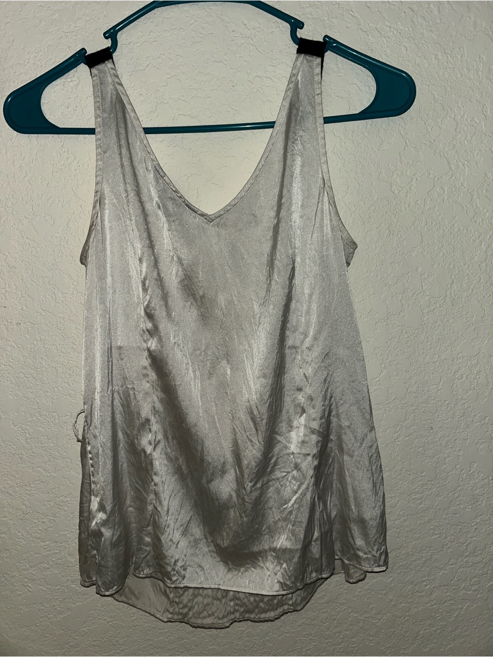 Silver Ruffle Silk Front Tank Top -  Express - Picture 2 of 6